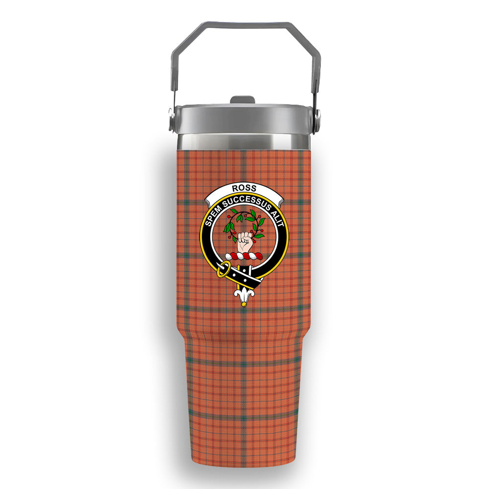 ScotsTee Shop Scottish Ross David Ancient Crest Tartan Flip Straw Tumbler 20oz 30oz