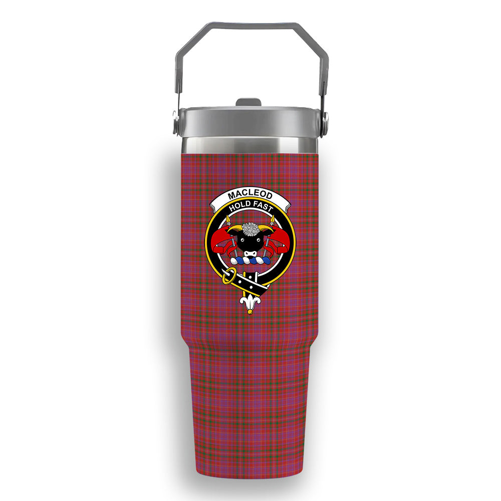 ScotsTee Shop Scottish MacLeod Red Ancient Crest Tartan Flip Straw Tumbler 20oz 30oz