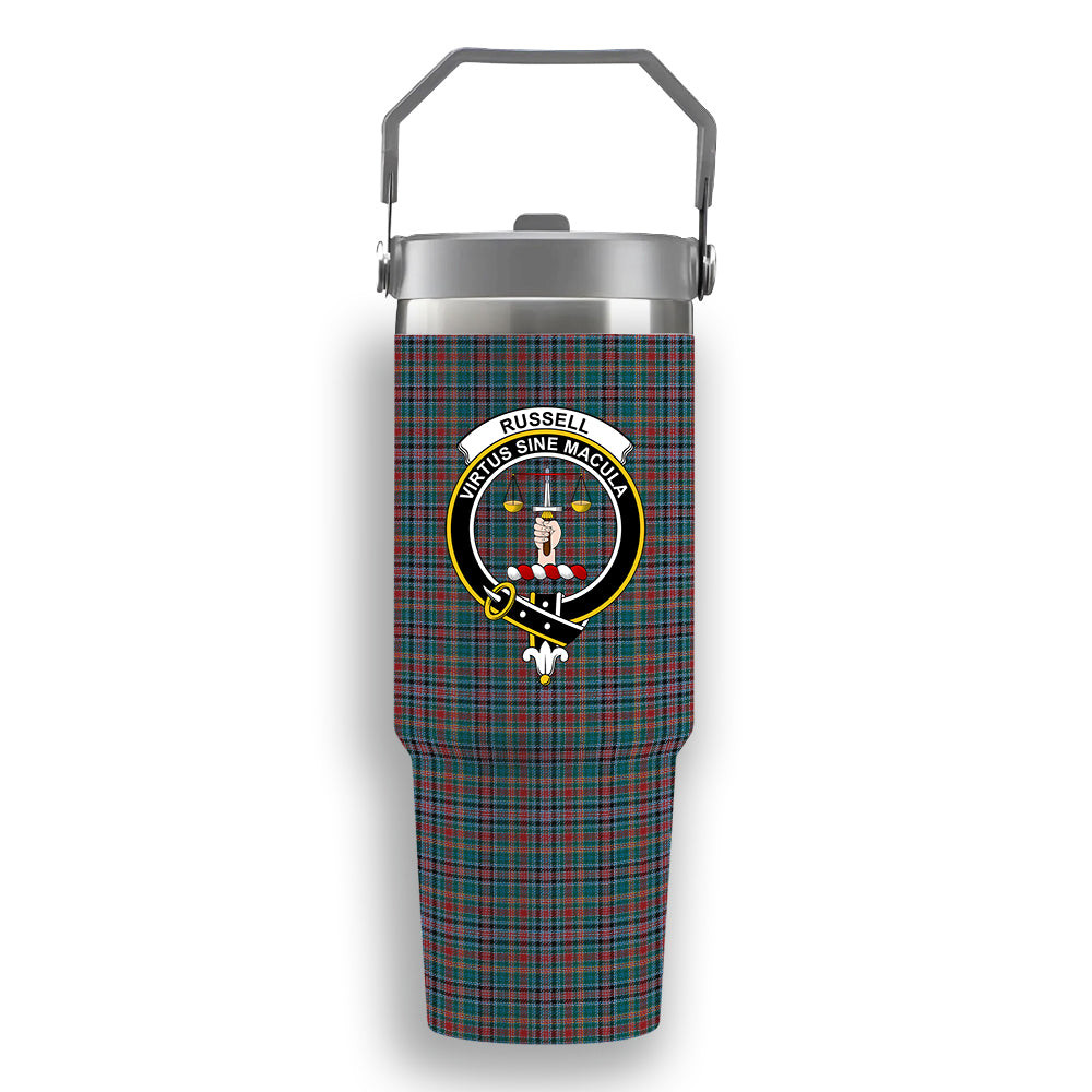 ScotsTee Shop Scottish Russell Old Modern Crest Tartan Flip Straw Tumbler 20oz 30oz