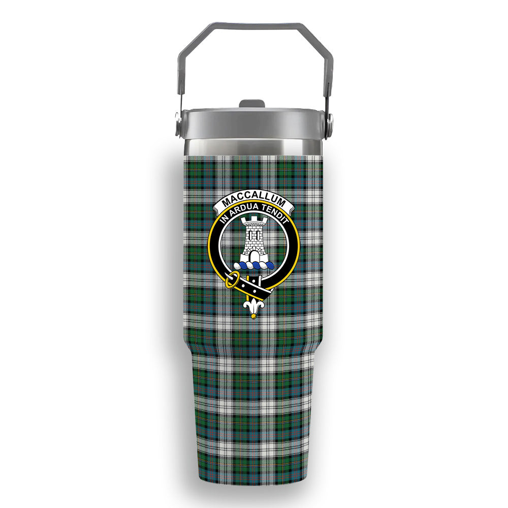 ScotsTee Shop Scottish MacCallum Dress Ancient Crest Tartan Flip Straw Tumbler 20oz 30oz