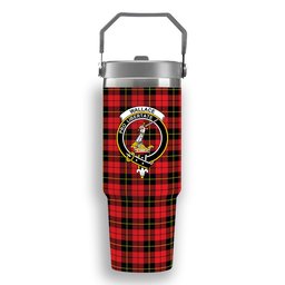ScotsTee Shop Scottish Wallace Hunting Red Crest Tartan Flip Straw Tumbler 20oz 30oz