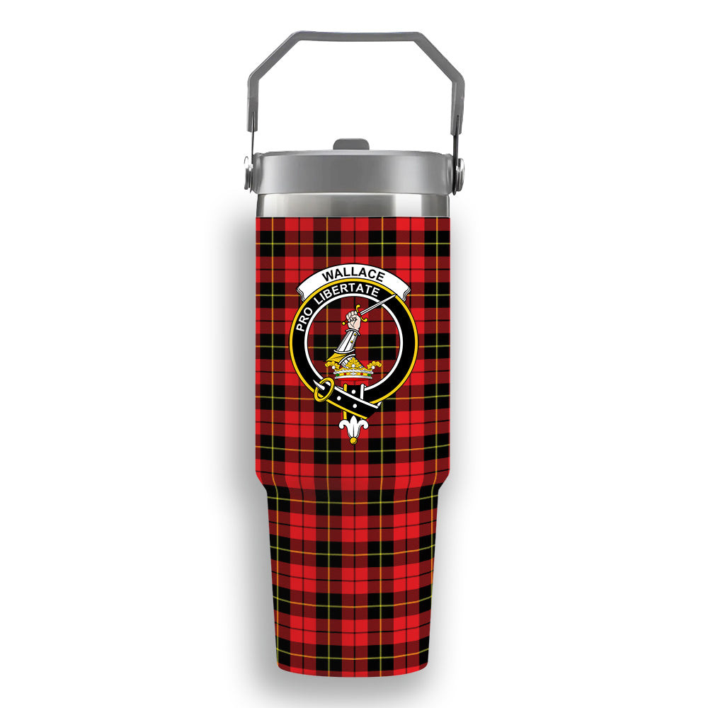 ScotsTee Shop Scottish Wallace Hunting - Red Crest Tartan Flip Straw Tumbler 20oz 30oz