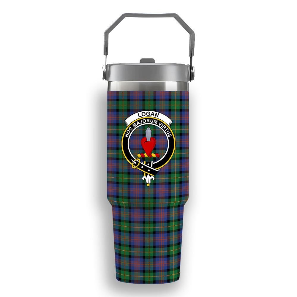 ScotsTee Shop Scottish Logan Ancient Crest Tartan Flip Straw Tumbler 20oz 30oz