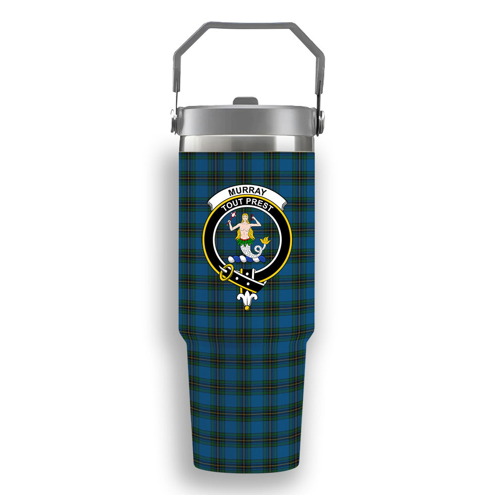ScotsTee Shop Scottish Murray of Elibank Crest Tartan Flip Straw Tumbler 20oz 30oz