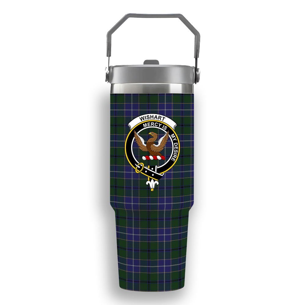 ScotsTee Shop Scottish Wishart Hunting Crest Tartan Flip Straw Tumbler 20oz 30oz