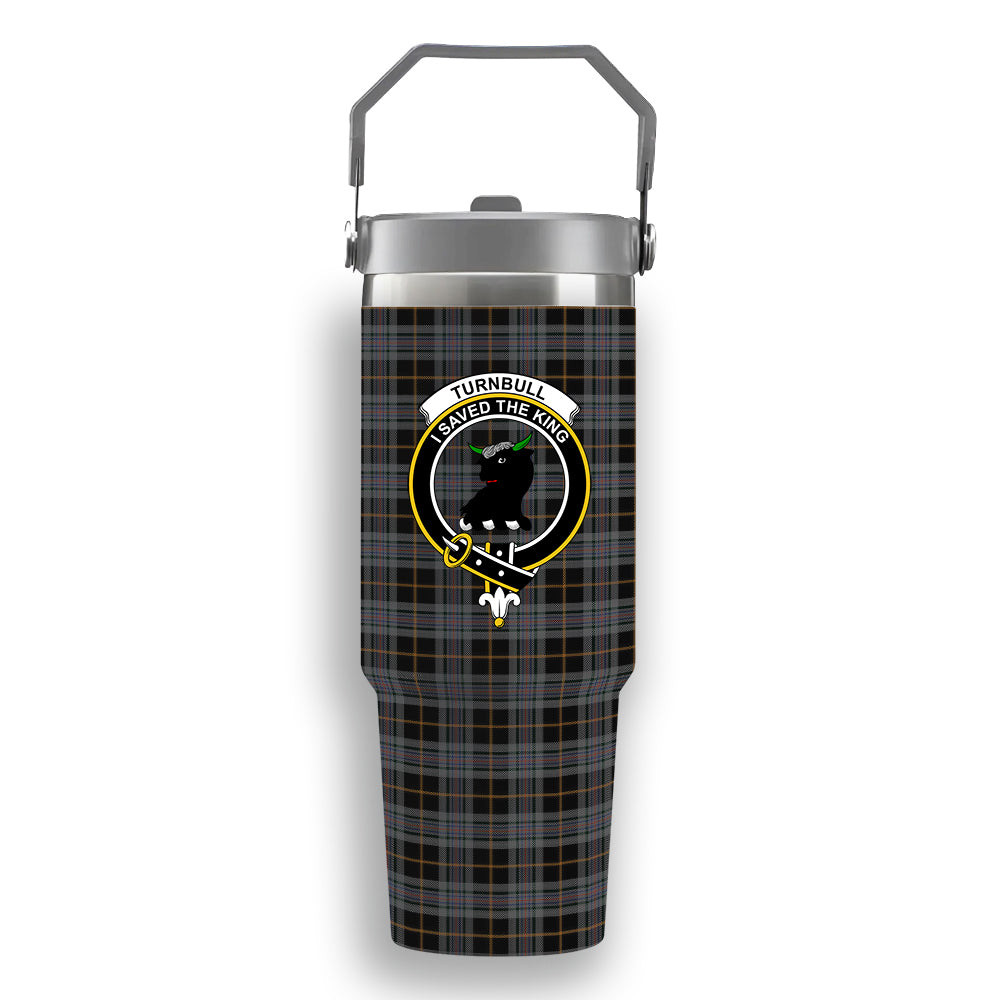 ScotsTee Shop Scottish Turnbull, Dress Bruce Crest Tartan Flip Straw Tumbler 20oz 30oz