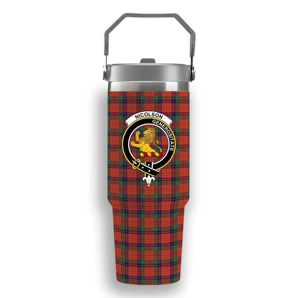 ScotsTee Shop Scottish Nicolson Ancient Crest Tartan Flip Straw Tumbler 20oz 30oz