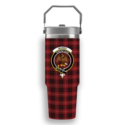 ScotsTee Shop Scottish Munro Black and Red Crest Tartan Flip Straw Tumbler 20oz 30oz