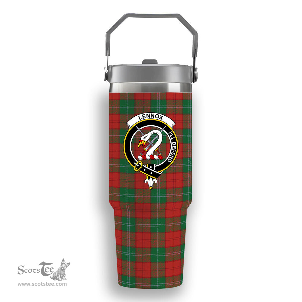 ScotsTee Shop Scottish Lennox Ancient Crest Tartan Flip Straw Tumbler 20oz 30oz