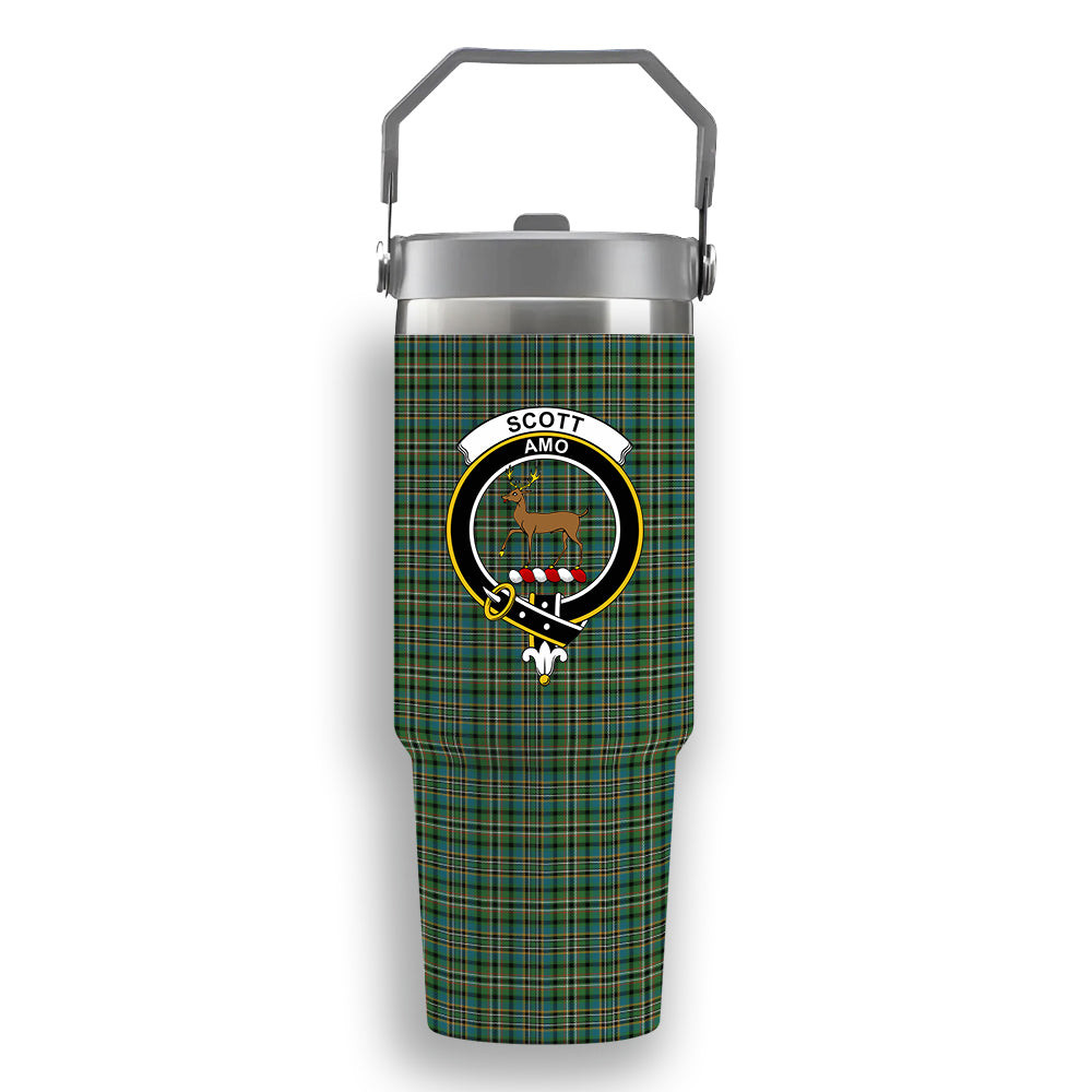 ScotsTee Shop Scottish Scott Green Ancient Crest Tartan Flip Straw Tumbler 20oz 30oz