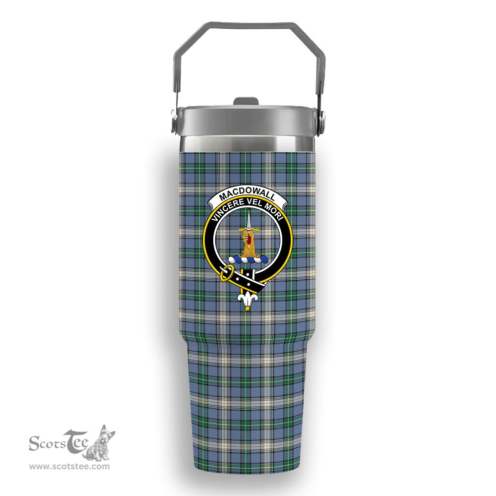 ScotsTee Shop Scottish MacDowall Ancient Crest Tartan Flip Straw Tumbler 20oz 30oz