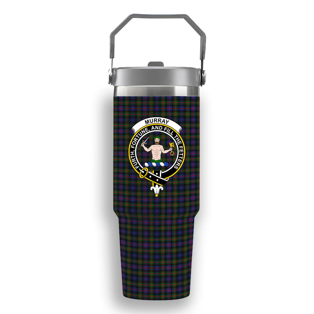 ScotsTee Shop Scottish Murray of Atholl Modern Crest Tartan Flip Straw Tumbler 20oz 30oz