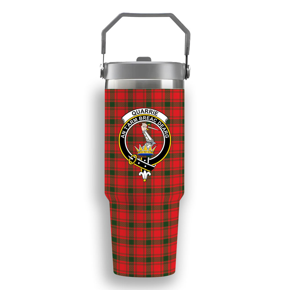 ScotsTee Shop Scottish Quarrie Modern Crest Tartan Flip Straw Tumbler 20oz 30oz