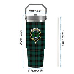 ScotsTee Shop Scottish MacArthur-Fox Hunting Modern Crest Tartan Flip Straw Tumbler 20oz 30oz