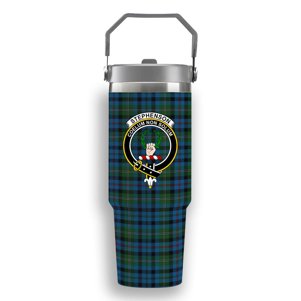 ScotsTee Shop Scottish Stephenson Hunting Red Stripe Crest Tartan Flip Straw Tumbler 20oz 30oz
