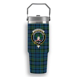 ScotsTee Shop Scottish Stephenson Hunting Red Stripe Crest Tartan Flip Straw Tumbler 20oz 30oz