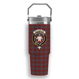 ScotsTee Shop Scottish MacFarlane Red Crest Tartan Flip Straw Tumbler 20oz 30oz
