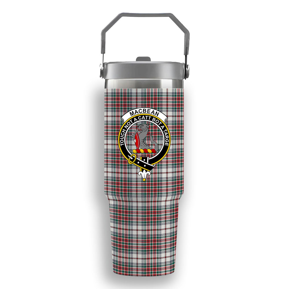 ScotsTee Shop Scottish MacBean Dress Modern Crest Tartan Flip Straw Tumbler 20oz 30oz