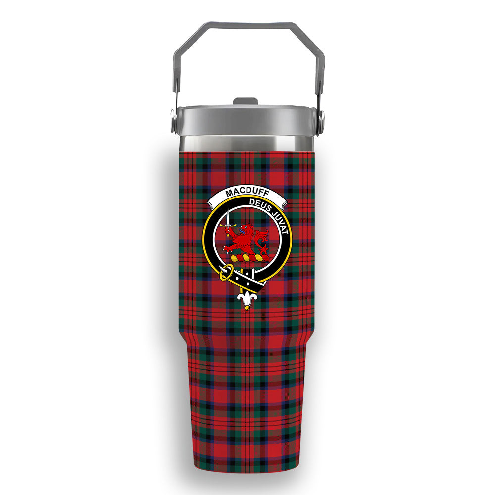 ScotsTee Shop Scottish MacDuff Modern Crest Tartan Flip Straw Tumbler 20oz 30oz
