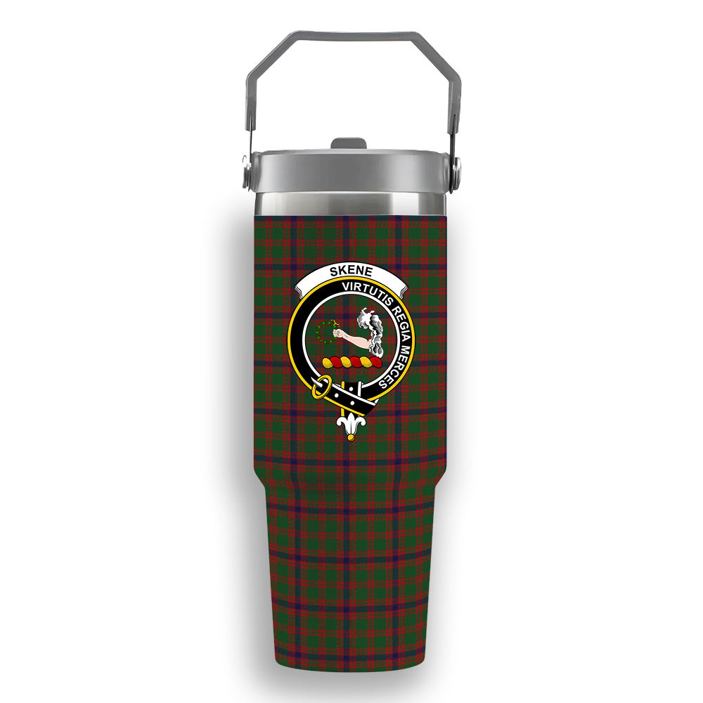 ScotsTee Shop Scottish Skene Modern Crest Tartan Flip Straw Tumbler 20oz 30oz
