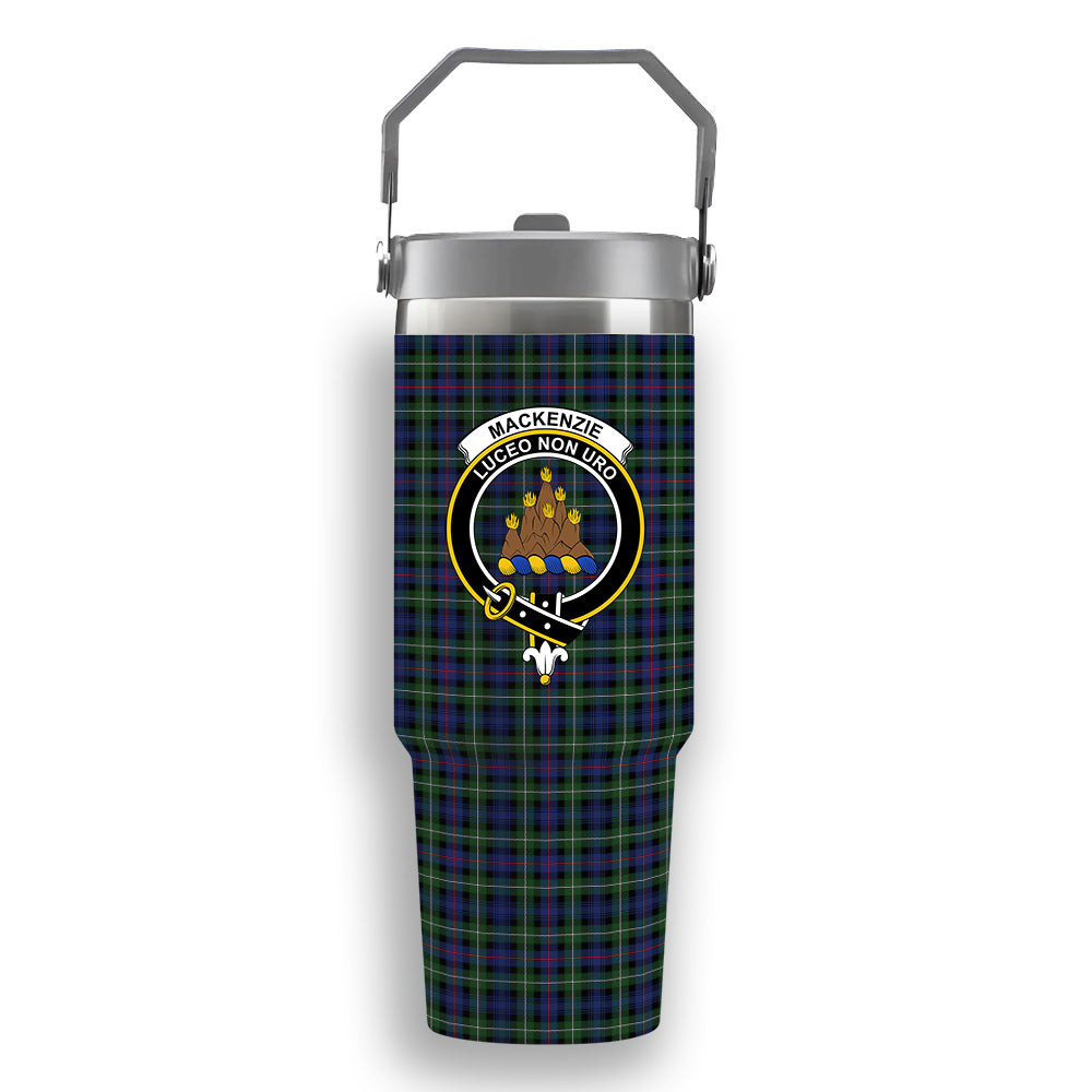 ScotsTee Shop Scottish MacKenzie Modern #2 Crest Tartan Flip Straw Tumbler 20oz 30oz