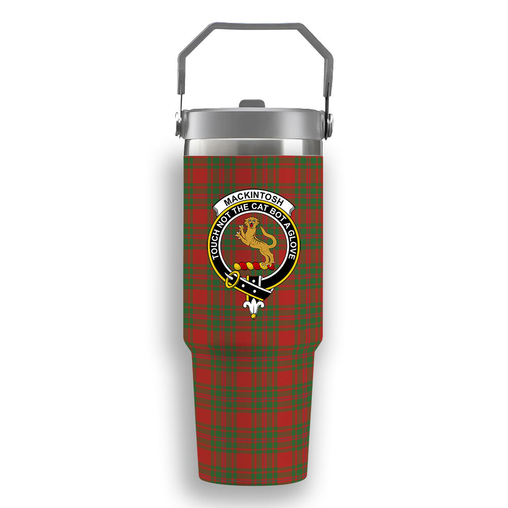 ScotsTee Shop Scottish MacKintosh Red Ancient Crest Tartan Flip Straw Tumbler 20oz 30oz