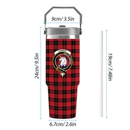 ScotsTee Shop Scottish Ramsay of Dalhousie (Ramsay Red) Modern Crest Tartan Flip Straw Tumbler 20oz 30oz