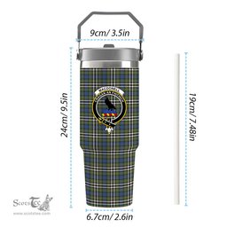 ScotsTee Shop Scottish MacDonell of Glengarry Dress Ancient Crest Tartan Flip Straw Tumbler 20oz 30oz