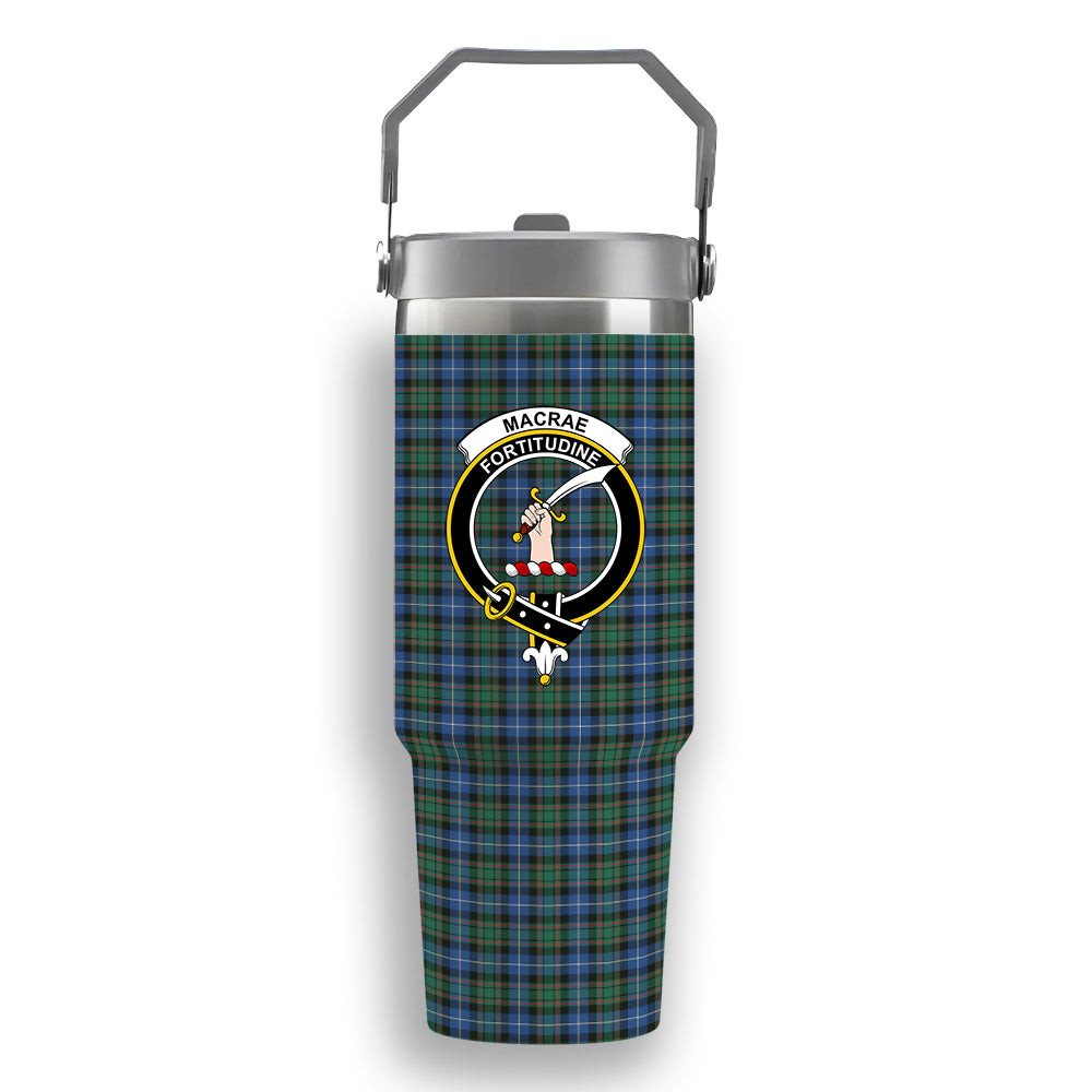 ScotsTee Shop Scottish MacRae Hunting Ancient Crest Tartan Flip Straw Tumbler 20oz 30oz