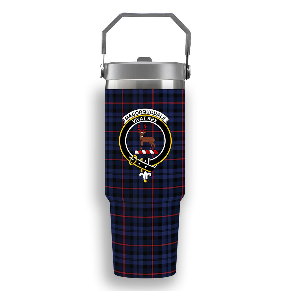 ScotsTee Shop Scottish MacCorquodale Modern Crest Tartan Flip Straw Tumbler 20oz 30oz