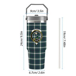 ScotsTee Shop Scottish MacInnes Dress Modern Crest Tartan Flip Straw Tumbler 20oz 30oz