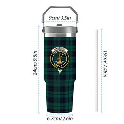 ScotsTee Shop Scottish Marshall Modern Crest Tartan Flip Straw Tumbler 20oz 30oz