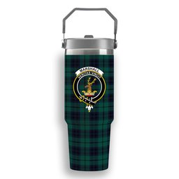 ScotsTee Shop Scottish Marshall Modern Crest Tartan Flip Straw Tumbler 20oz 30oz