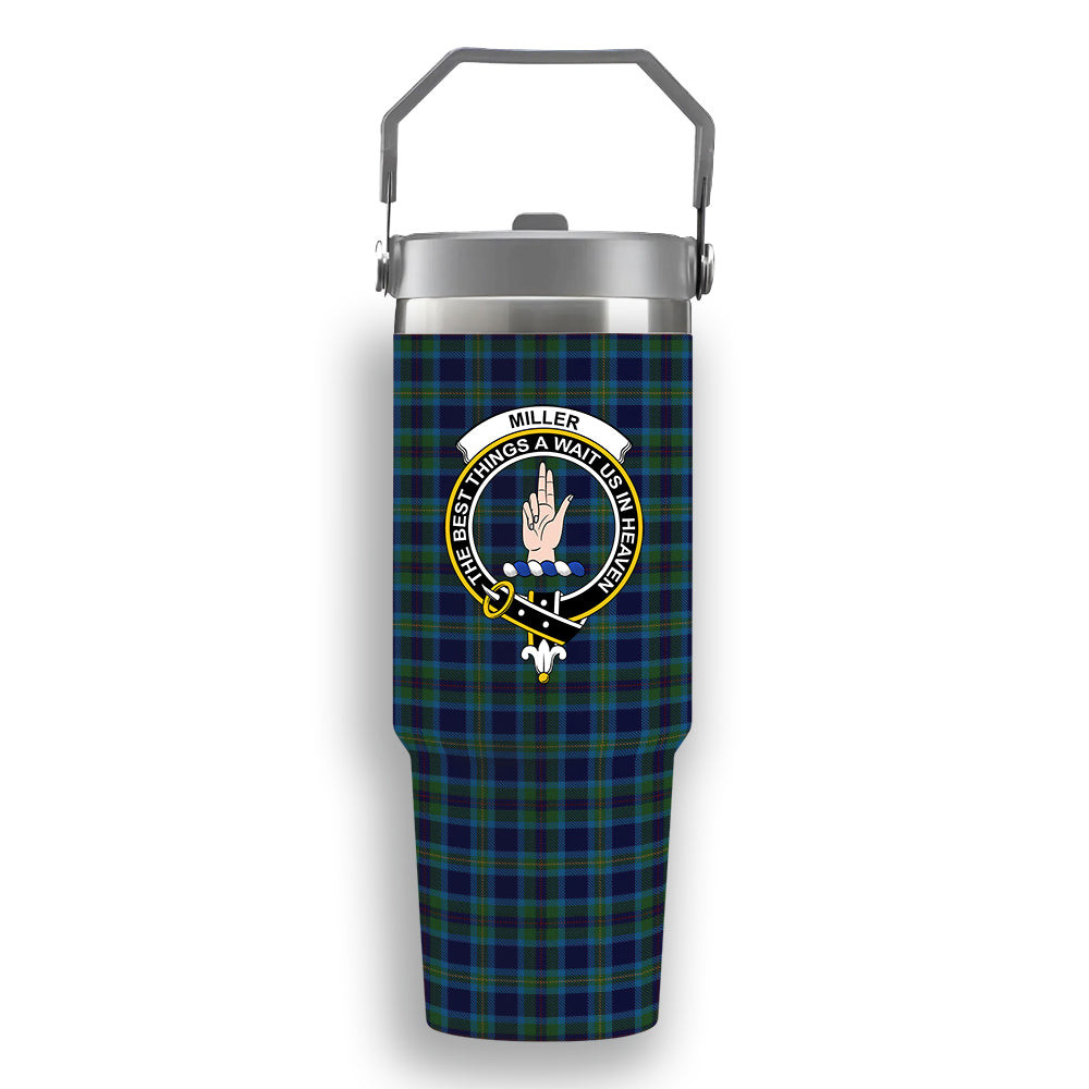 ScotsTee Shop Scottish Miller Crest Tartan Flip Straw Tumbler 20oz 30oz