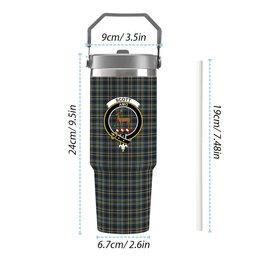 ScotsTee Shop Scottish Scott Green Modern Crest Tartan Flip Straw Tumbler 20oz 30oz