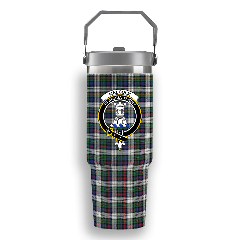 ScotsTee Shop Scottish Malcolm Dress Modern Crest Tartan Flip Straw Tumbler 20oz 30oz