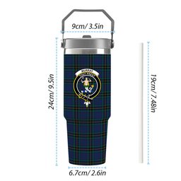 ScotsTee Shop Scottish Murray of Elibank Modern Crest Tartan Flip Straw Tumbler 20oz 30oz