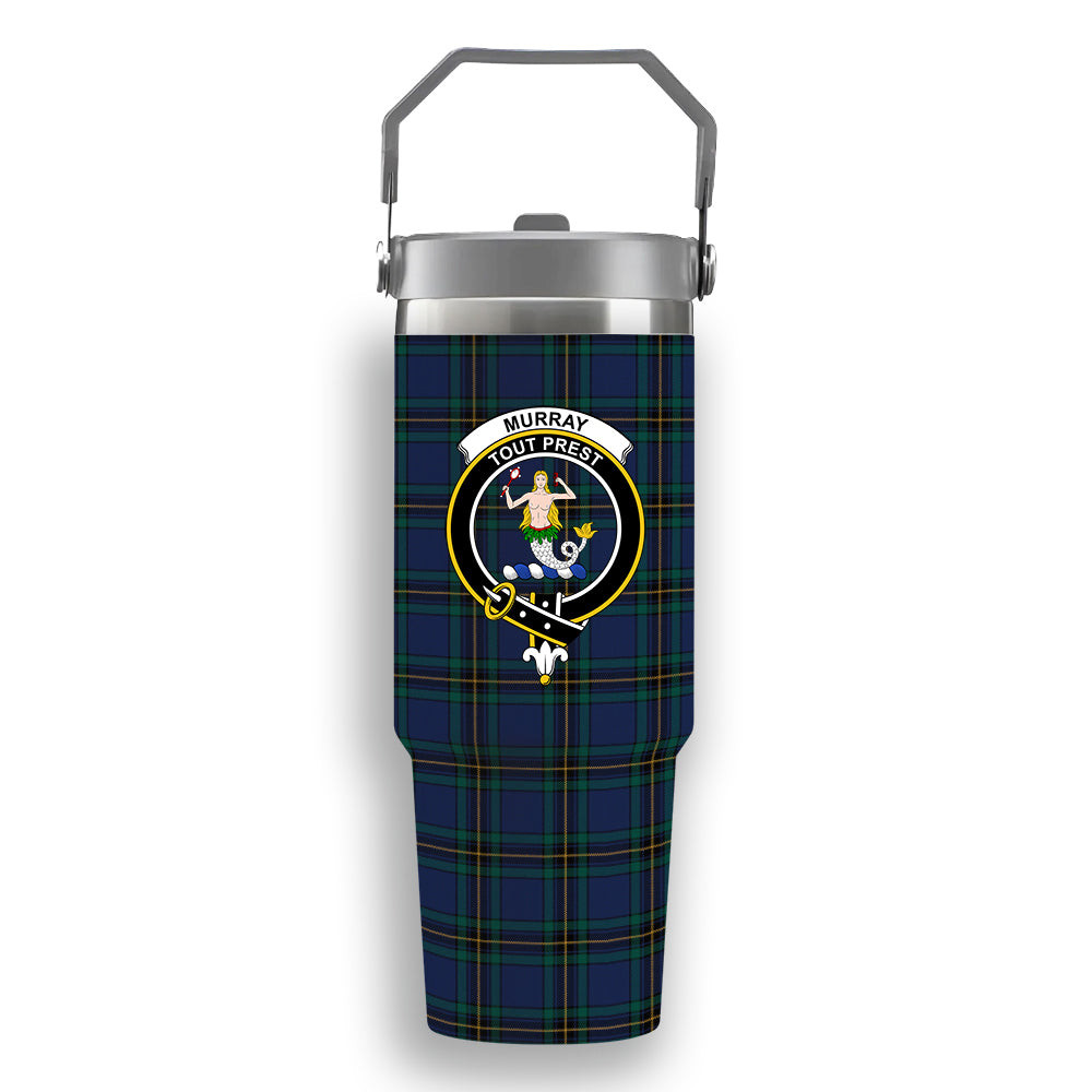 ScotsTee Shop Scottish Murray of Elibank Modern Crest Tartan Flip Straw Tumbler 20oz 30oz