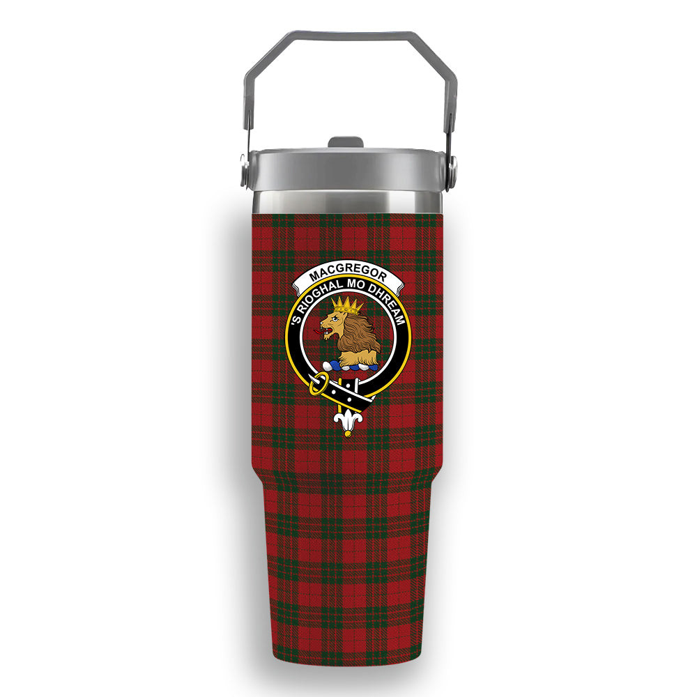 ScotsTee Shop Scottish MacGregor of Glenstrae Crest Tartan Flip Straw Tumbler 20oz 30oz