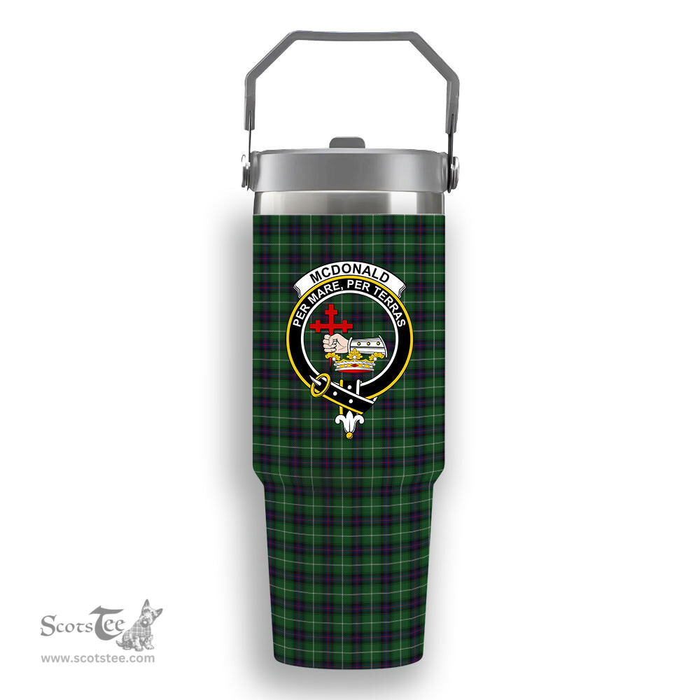 ScotsTee Shop Scottish McDonald of The Isles Crest Tartan Flip Straw Tumbler 20oz 30oz