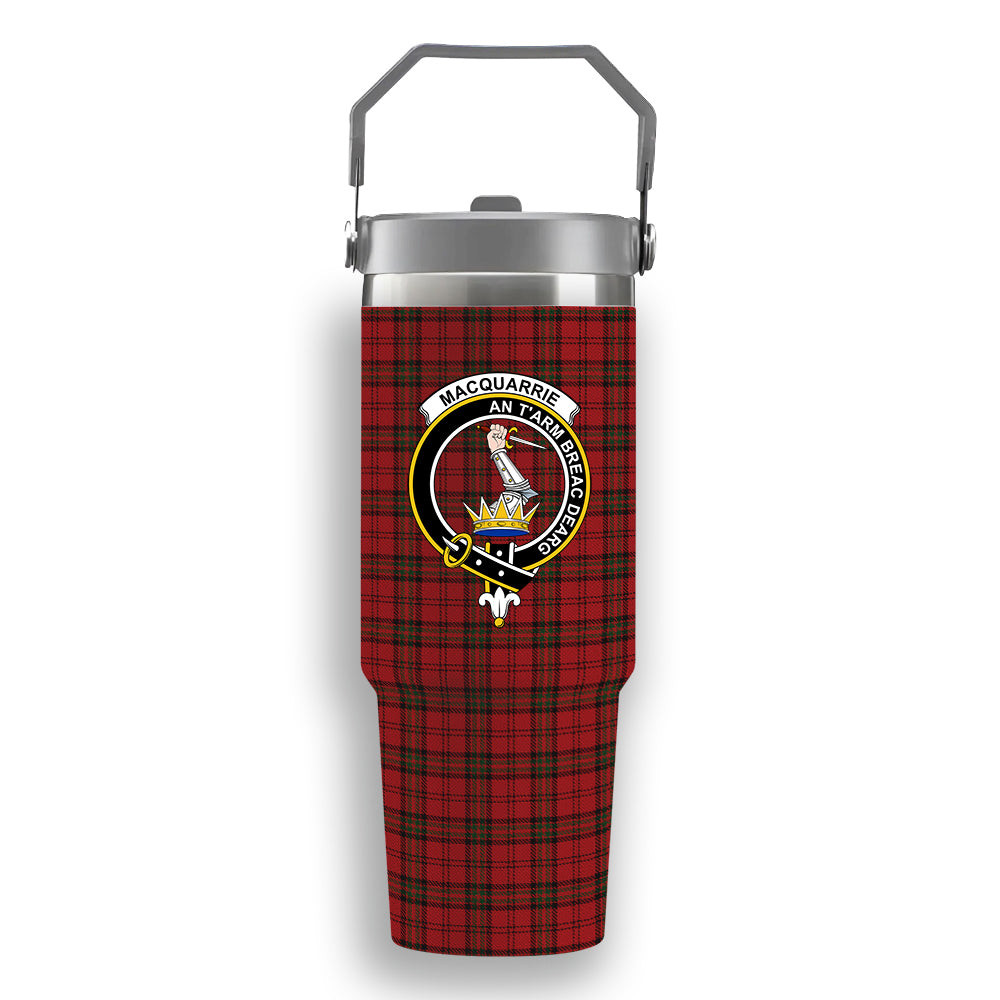 ScotsTee Shop Scottish MacQuarrie 6 Crest Tartan Flip Straw Tumbler 20oz 30oz