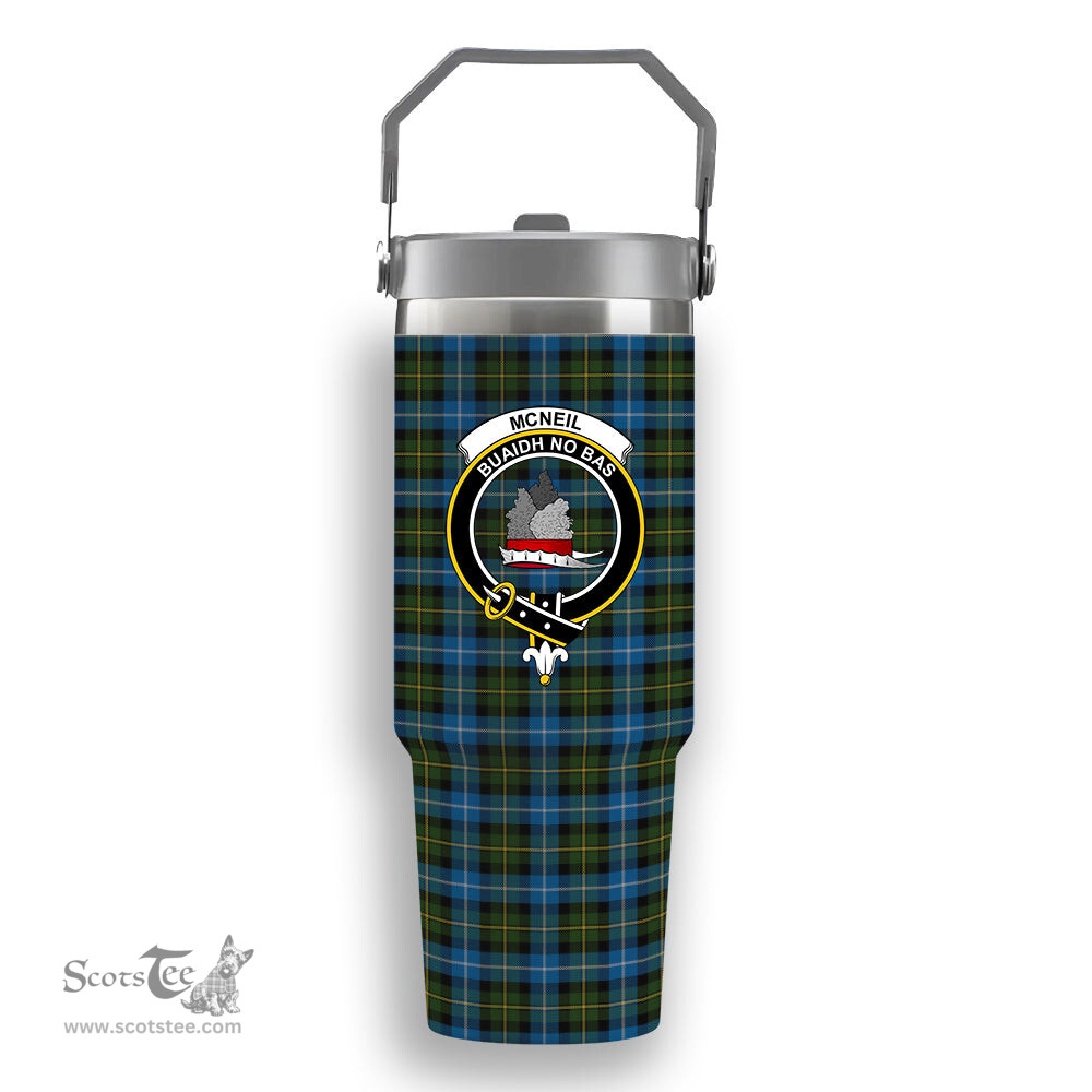 ScotsTee Shop Scottish McNeil of Barra Crest Tartan Flip Straw Tumbler 20oz 30oz