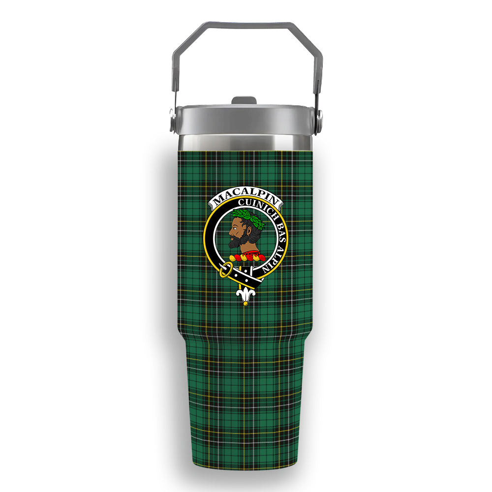 ScotsTee Shop Scottish MacAlpine Ancient Crest Tartan Flip Straw Tumbler 20oz 30oz