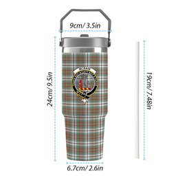 ScotsTee Shop Scottish McBain Dress Ancient Crest Tartan Flip Straw Tumbler 20oz 30oz