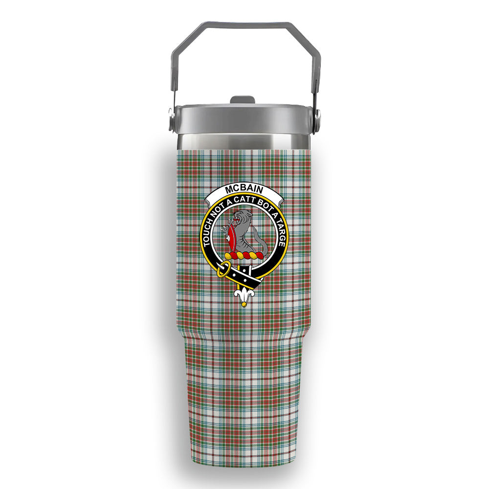 ScotsTee Shop Scottish McBain Dress Ancient Crest Tartan Flip Straw Tumbler 20oz 30oz