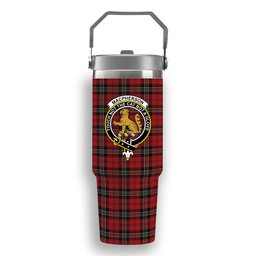 ScotsTee Shop Scottish MacPherson Red Cluny Crest Tartan Flip Straw Tumbler 20oz 30oz
