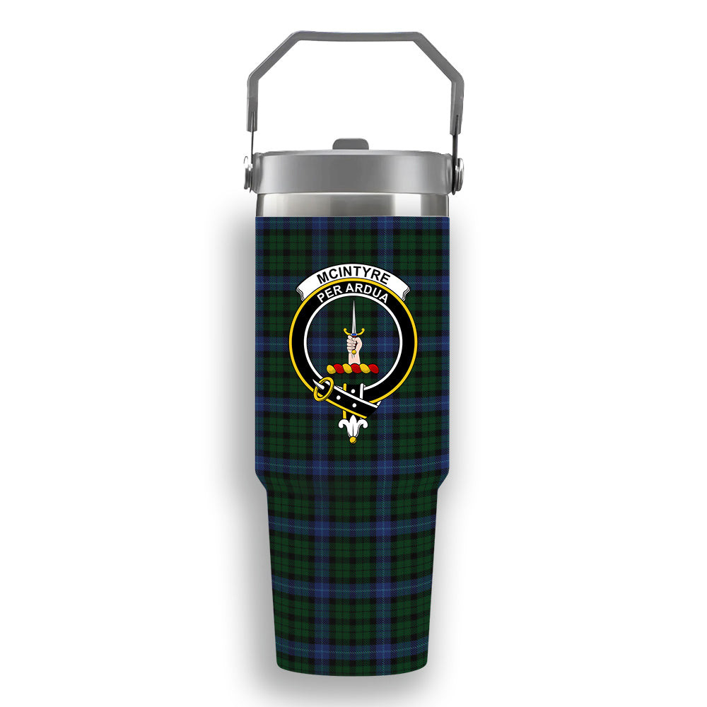 ScotsTee Shop Scottish McIntyre Crest Tartan Flip Straw Tumbler 20oz 30oz