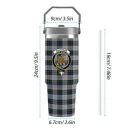 ScotsTee Shop Scottish MacKenzie Dress 3 Crest Tartan Flip Straw Tumbler 20oz 30oz