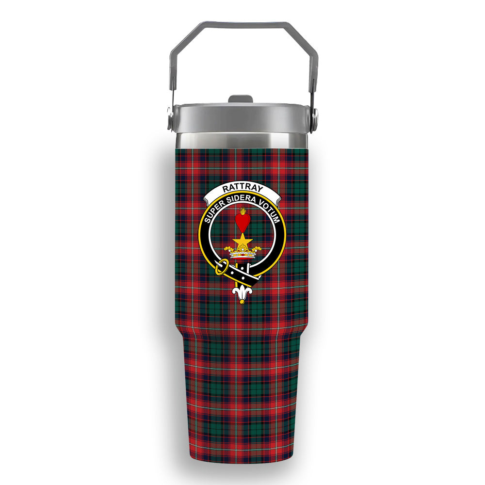 ScotsTee Shop Scottish Rattray of Lude Modern Crest Tartan Flip Straw Tumbler 20oz 30oz
