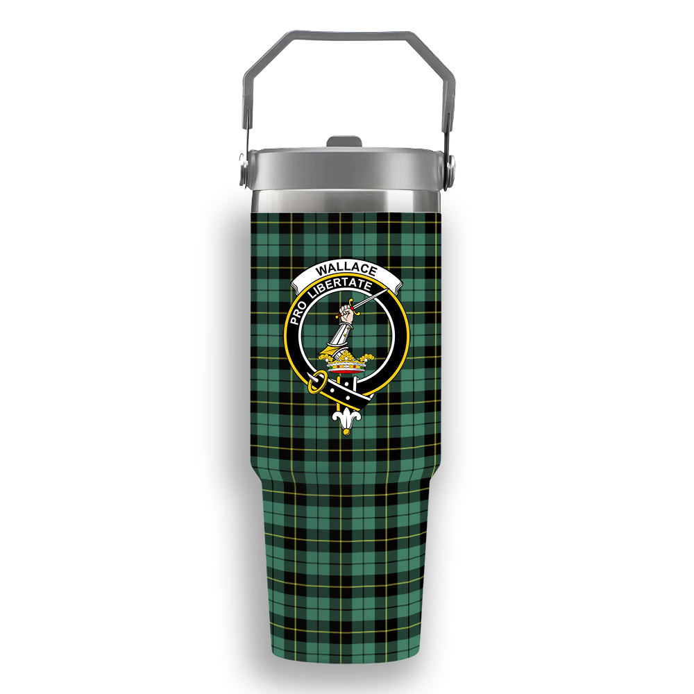 ScotsTee Shop Scottish Wallace Hunting Ancient Crest Tartan Flip Straw Tumbler 20oz 30oz